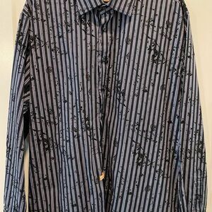 Blue by Pronto Uomo Men's XXL Button Down Black Purple Striped Dress Shi…